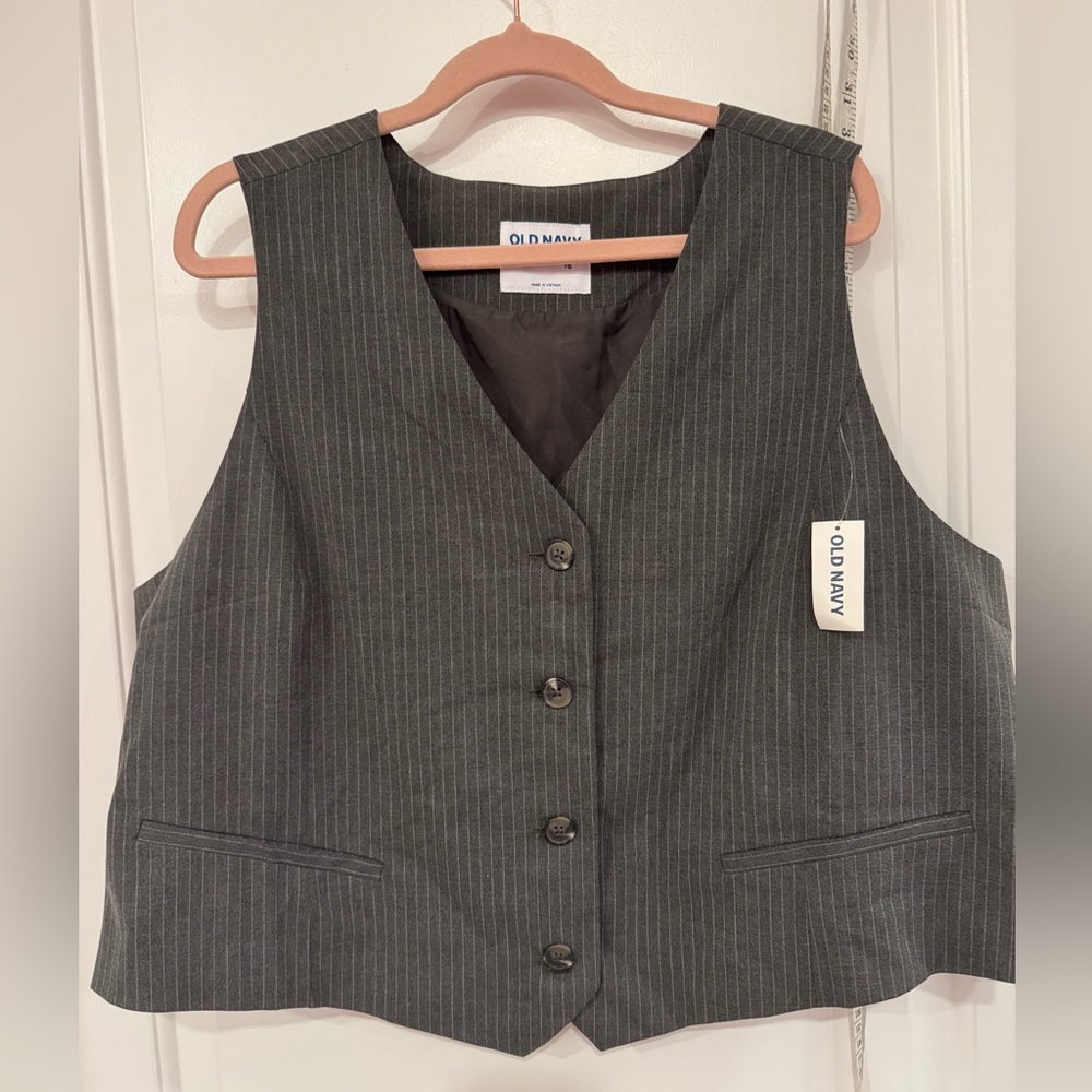 Old Navy XL grey pinstripe vest